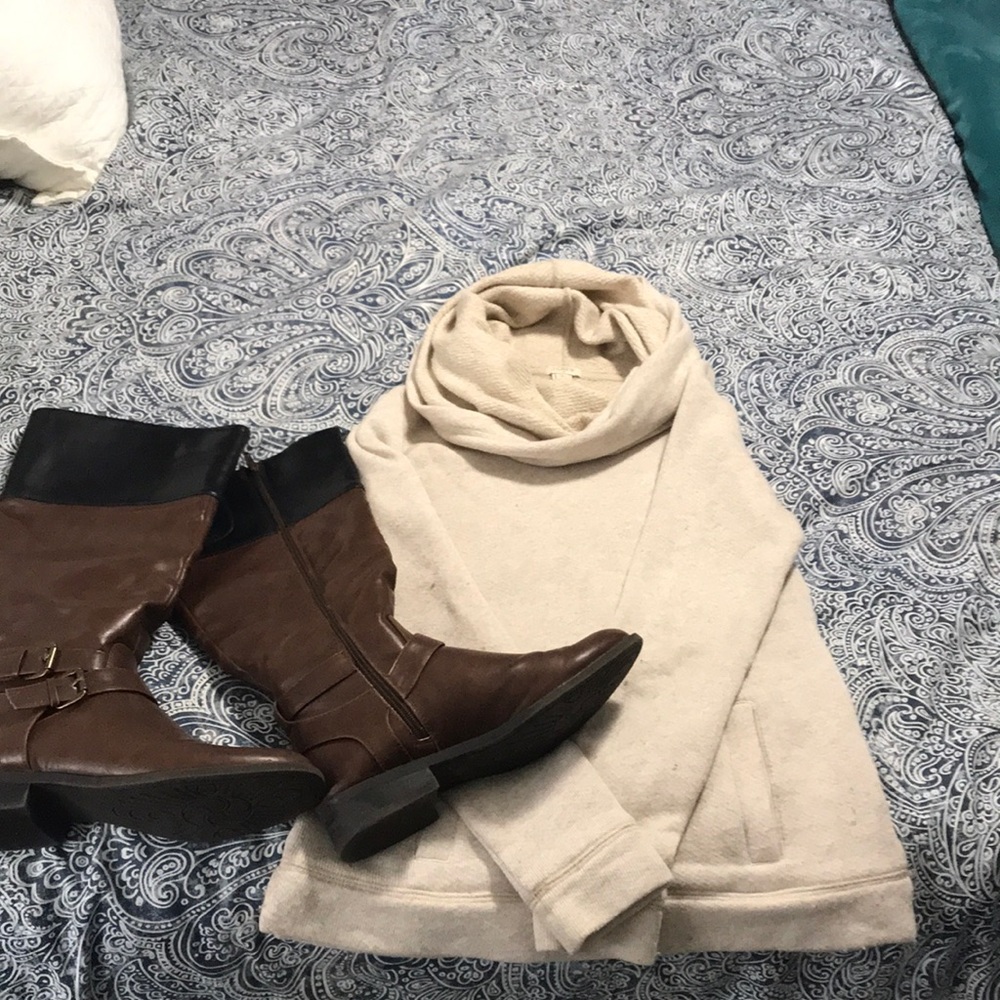 Cream J Crew Cowl Neck Sweater